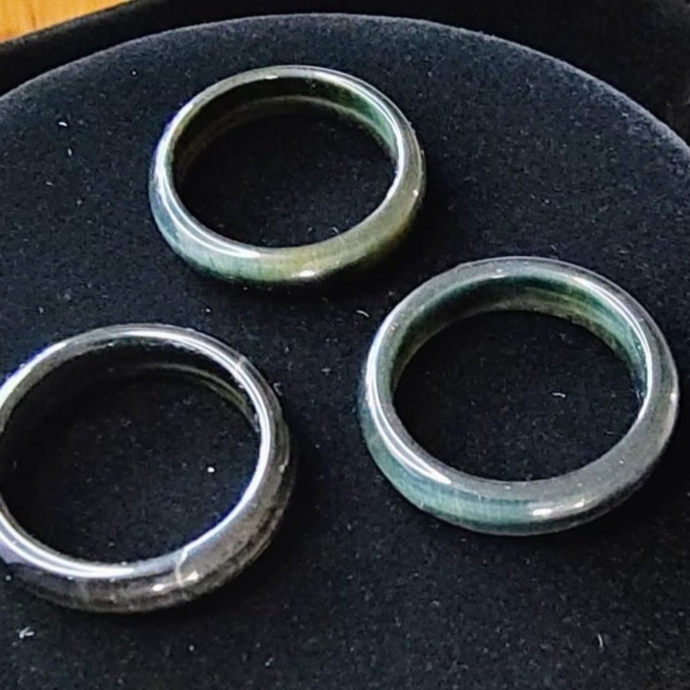New 3 Count Unisex Blue Tigers Eye Rings Size 11.5
